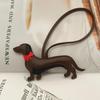 1Pcs Cartoon Animal Dog Hangings Elegant Dachshund Leather Bag Charm Pendant With Red Bow Tie Cute Long Body Pet Lover Gift