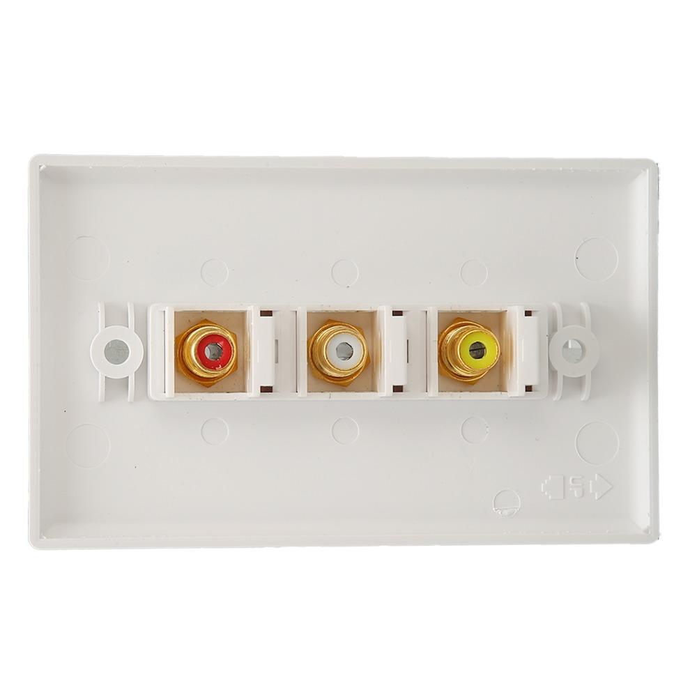 Multipurpose 3RCA Female Connector Wall Plate  Subwoofer Audio Port