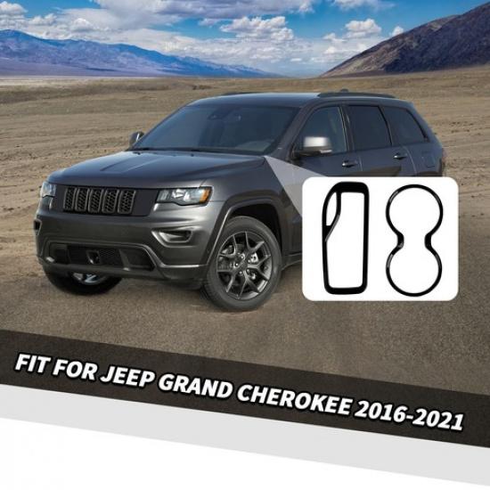 For Grand Cherokee 16-21 Black Front Gear Shift + Cup Holder Accessories Cover
