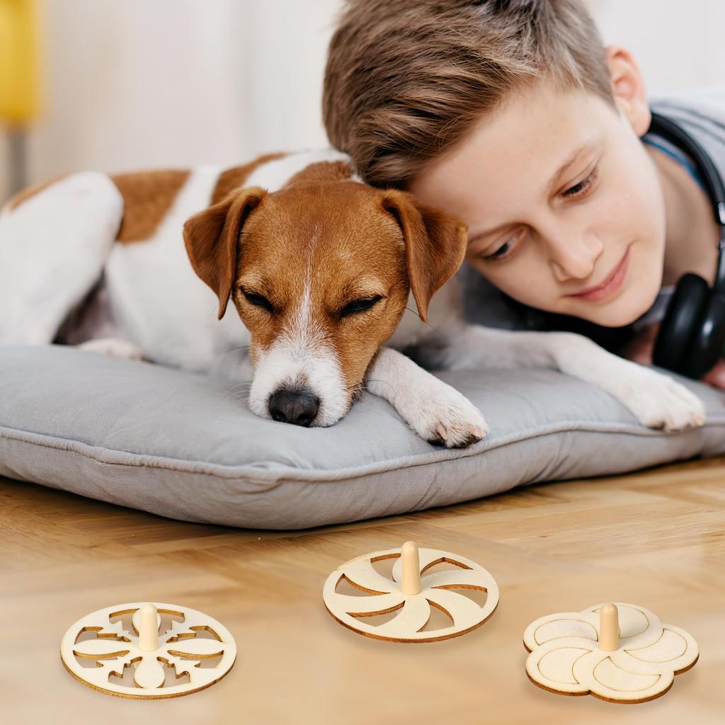 Set of 20 Uncolored Wooden Can Be DIY Spinning Top Natural DIY Traditional Fun Tops, Colored, Kit, Wood, Painting, Play,