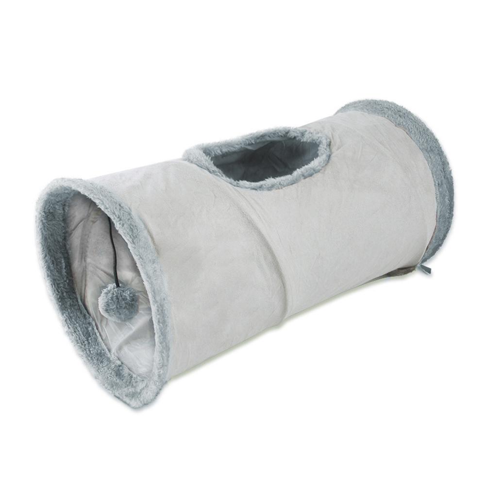 Pet Cat Tunnel Collapsible Plush Channel Foldable Suede Educational Toy Warm Winter Interactive Toys for Cat Puppy Kitten Rabbit