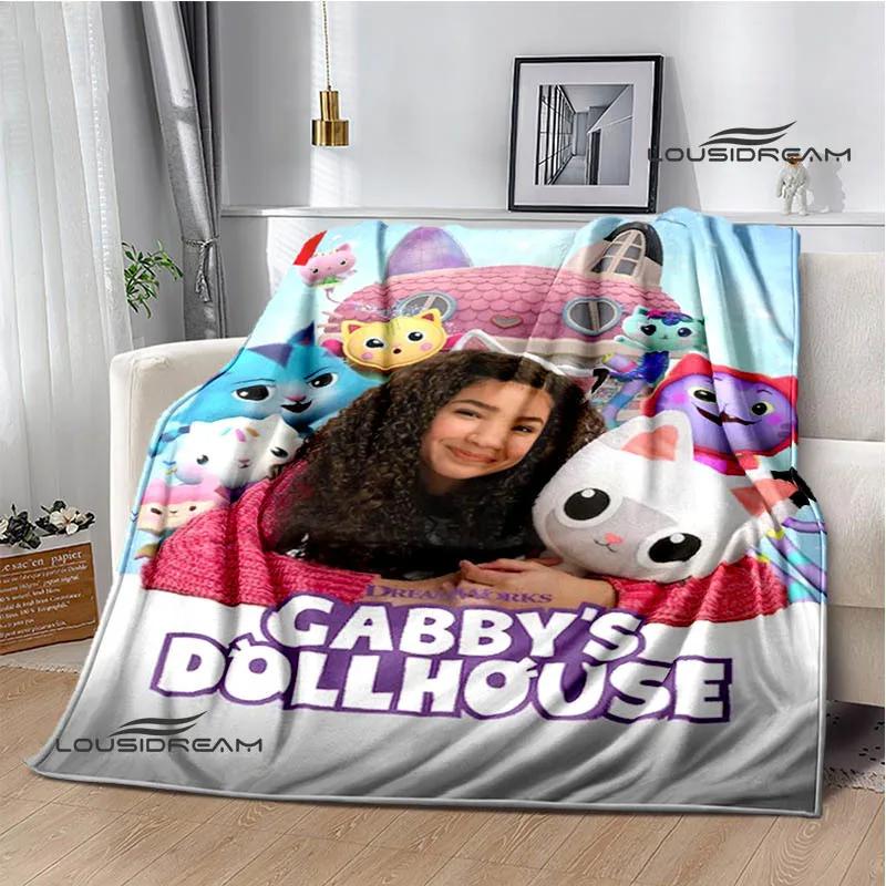 Gabby's Dollhouse Cute Anime Printed Blankets Picnic Blanket Flannel Warm Blanket Travel Blankets Bed Linings Birthday Gift