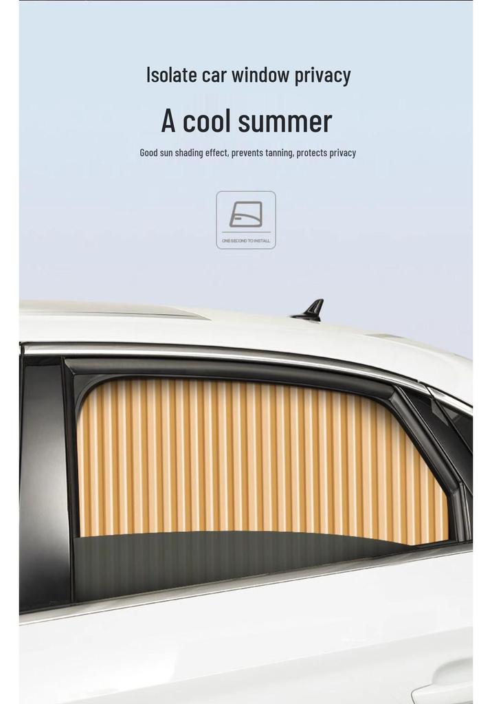 Magnetic Car Sunshade Curtain with Telescopic Track for Privacy