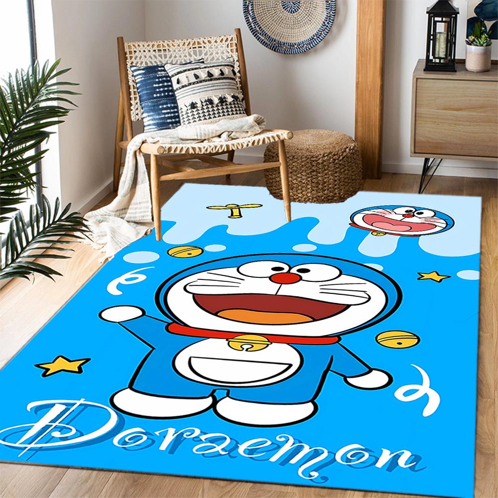 Doraemon Heart Adventure Themed Anti-Slip Rugs - Polyester Home Decor, Suitable for Bedrooms, Living Rooms, Doorways, Studios, and Decorations