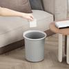 Garbage Container Bin Round Shaped Large Capacity Trash Can with Pressing Ring for Household Gray