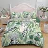 Tropical Botanical Leaves King Queen Duvet Cover Green Palm Leaves Polyester Bedding Set for Kids Teens Adults with Pillowcase