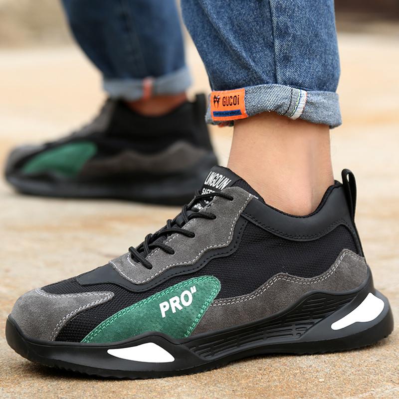 Fashion Man Safety Shoes Puncture-Proof Work Sneakers Lightweight Work Shoes Men Steel Toe Shoes Safety Boots Indestructible Shoes