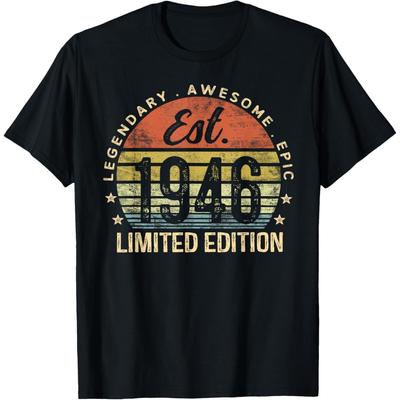 Est 1946 Limited Edition 80th Birthday Vintage 80 Year Old T Shirt Humor Streetwear Tee Shirt Short Sleeve Unisex Loose Clothing
