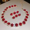 European-American Rhinestone Geometric Earring & Necklace Set: Exquisite High-End Clavicle Chain with Retro Flair.