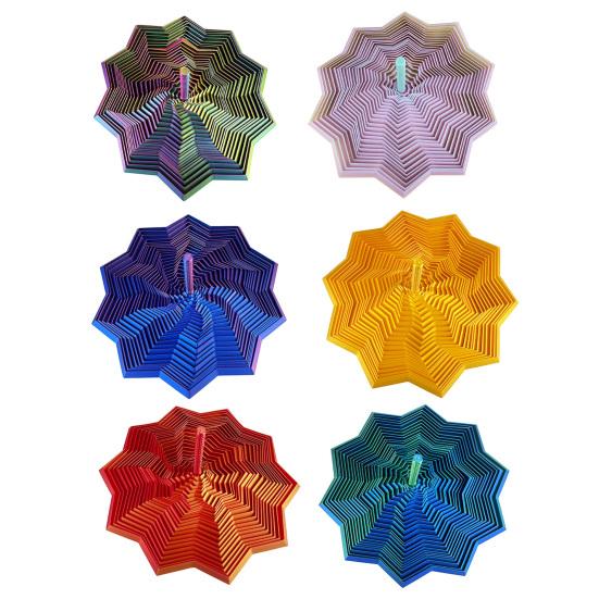 3D-gedruckter fraktaler Fidget-Stern Stress-Angst-Abbau erweiterbarer Stern sensorisches Spielzeug mit Griff wirbelnde Spirale ausziehbarer Stern Dekompressionsspielzeug