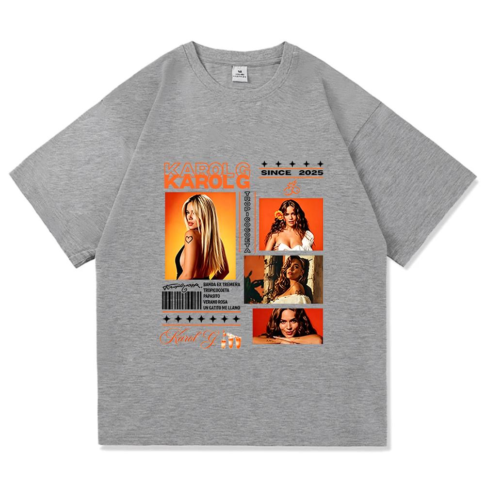 Singer Karol G Graphic Tshirt Summer Cotton Unisex Unisex Clothing Loose Casual Short Sleeve Oneck Tshirts Unisex Streetwear Tees