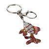 Zinc Alloy Keychain Pendant Holder with Rhinestones Fish Shape Key Inlaid Enamel Craft