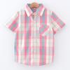 Children's Casual Plaid Shirt With Lapel And Short Sleeves