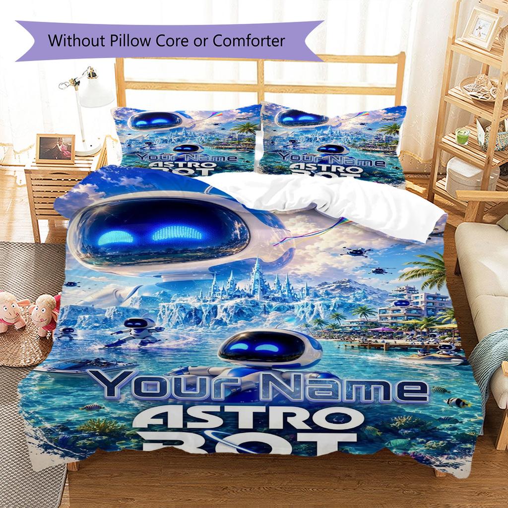 ASTRO BOT Custom Name Pattern Bedding,Quilt Set Quilt Cover Pillowcase Home Birthday Gift(1 * Duvet Cover + 2 * Pillowcase, Without Core)