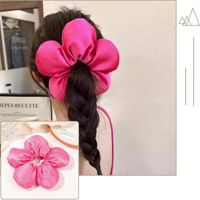 Pillow Sleep Headband Elastic Ponytail Scrunchie for Women Hair Accessories Girls Soft Solid Satin Filled Cotton Big Bands