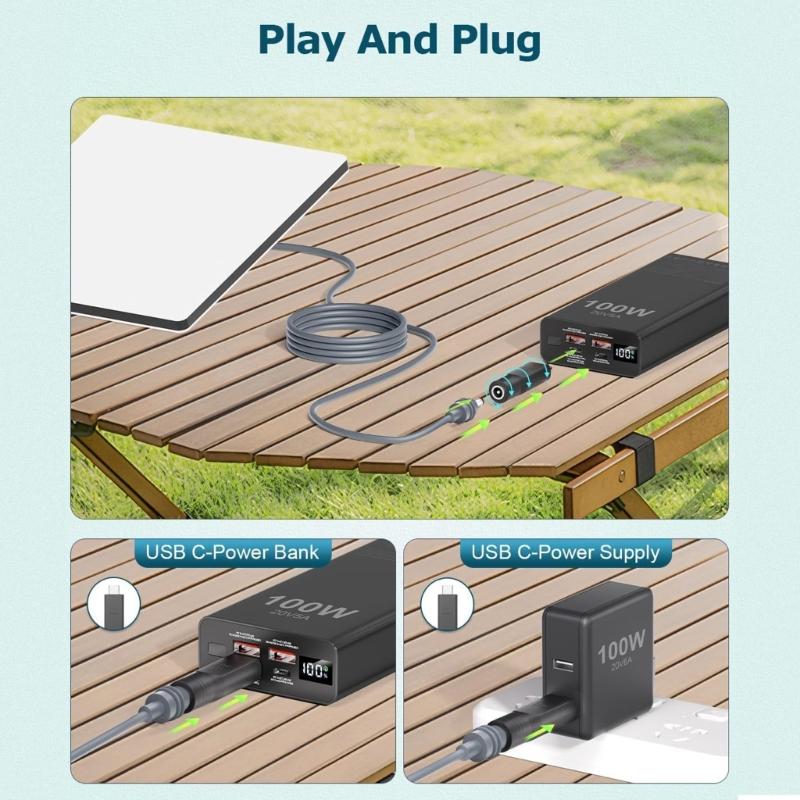 DC5521 Power Adapter USB C Male To DC5.5x2.1mm Converter for 20V Input PD100W Source for Mini