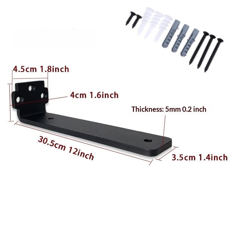 1 Set 5Mm Thicked Invisible L-Shaped Brackets Heavy Duty Cast Iron Floating Shelf Brackets For Kitchen Shelves Support