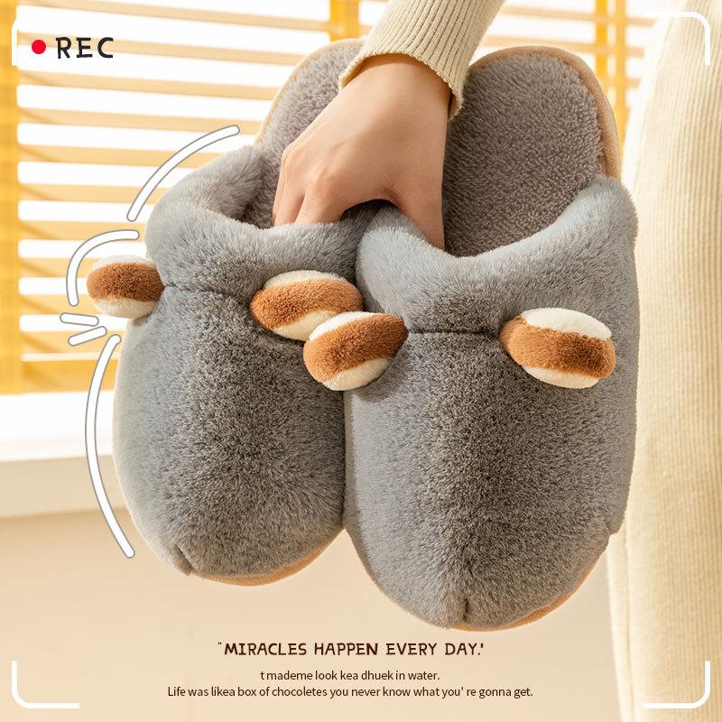 

Cotton slippers women s winter 2025 new indoor home thick bottom non-slip cute plush autumn couple slippers women 44-45 [Suitable for 43-44 feet]