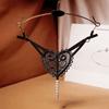 Sexy Transparent Embroidery Love Heart Low-Rise Underwear Lingerie Thongs Pearl Massage Panties
