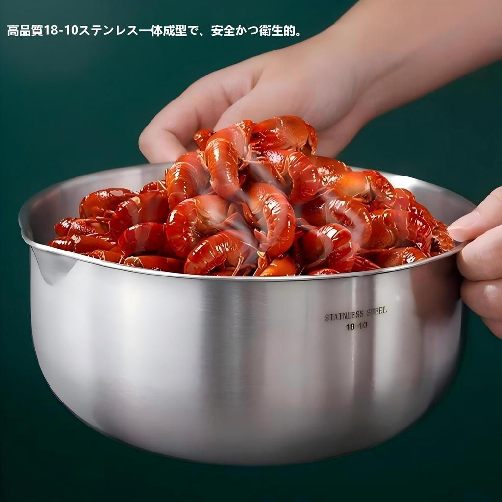 CHFNJJ Stainless Steel Bowl and Colander Includes a Draining Bowl with Drainage Perfect for Washing a Bowl with Mesh and a Measuring Scale for Easy