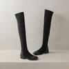 Krazing Pot Flock Autumn Winter Shoes Thick Heels Size 43 Long Boots Apricot Patch Work Stretch Over-the-knee Boots