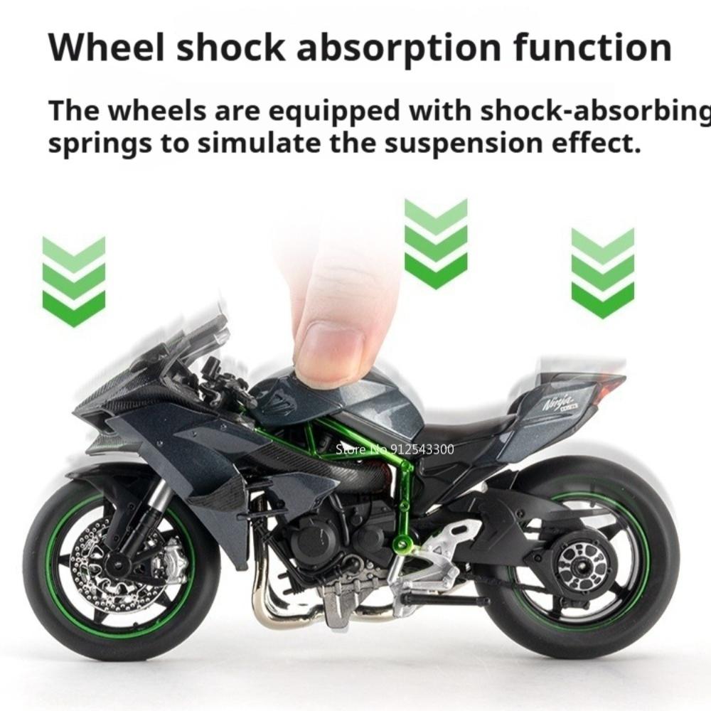 1:12 Scale Kawasaki H2R 400 Motorcycle Model Toy Car Alloy Fuel Tank Rubber Tires Motorbikes Shock Absorption Toys for Kids Gift
