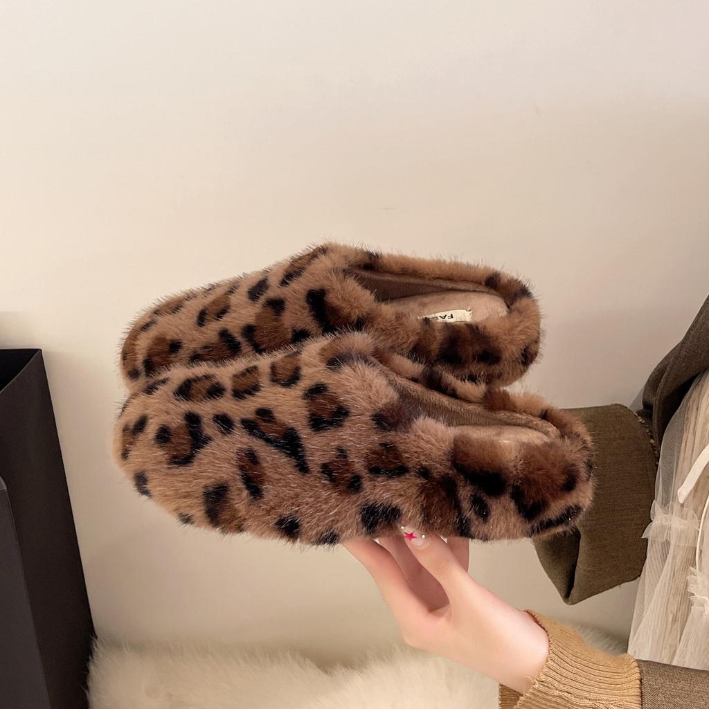 Fashion and beautiful bag head fluffy slippers women's high-end wear new autumn and winter thick bottom home warm cotton mop