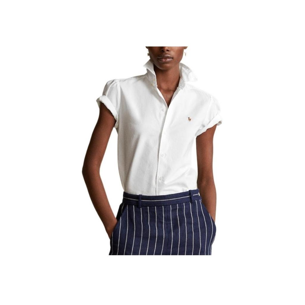 Polo Ralph Lauren Oxford Cloth Solid Color Shirt Women shirts White WMPOSHTNN820-034