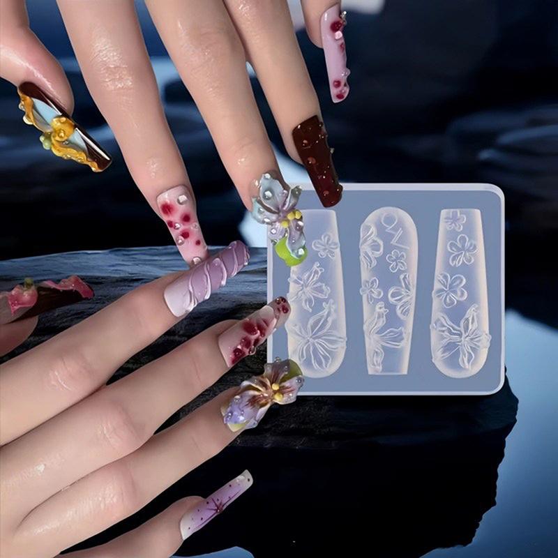 1Pc 3D Butterfly Diy Design Silicone Decorated Nail Art Templates Nails Mold Nail Manicure Art Mould Tools Decorations