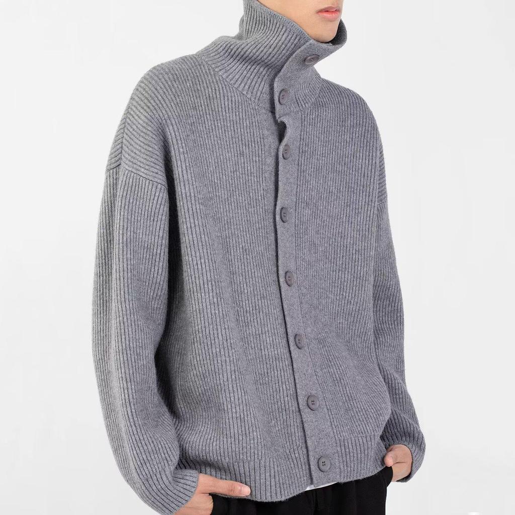 Cardigan Rétro Lâche pour Homme - Couleur Unie, Style Automne/Hiver