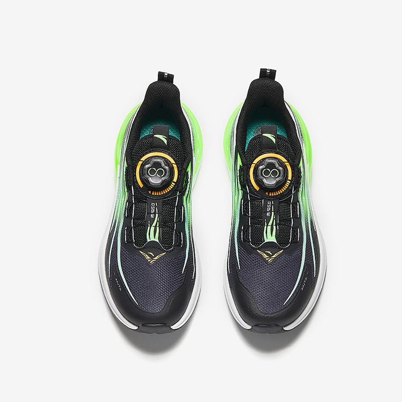 Anta Kids Flame Trendy Fashion Lightweight Shock Absorption Low Top Running Shoes Men sneaker Black Green 312515517-1