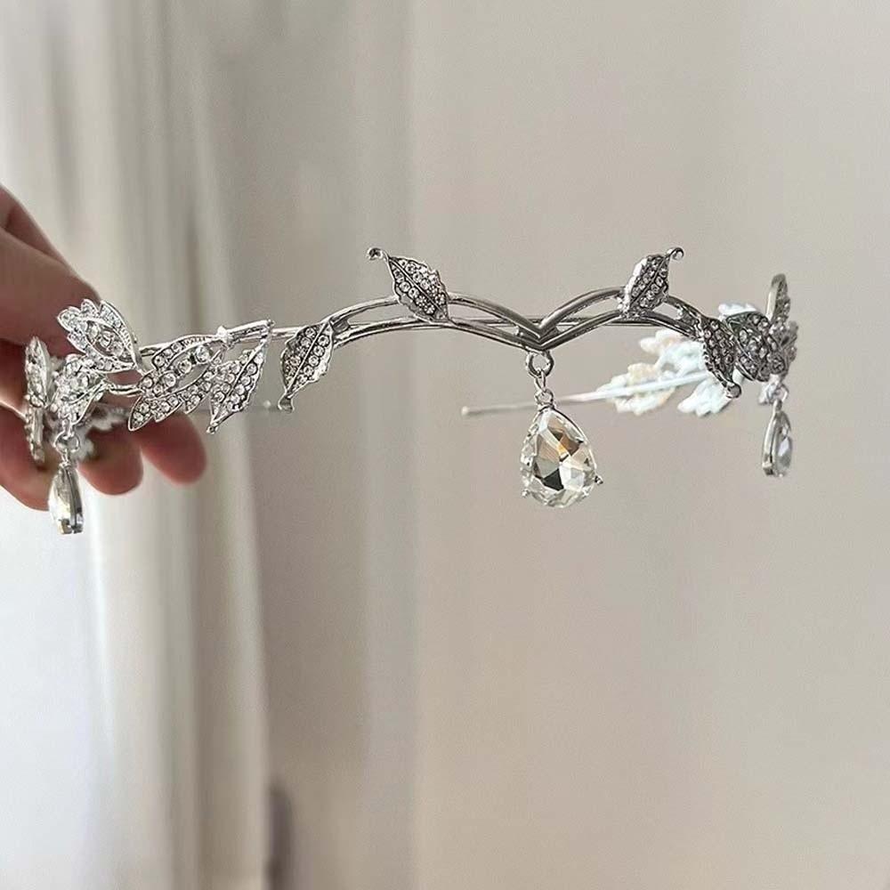 

Elegant Elf Rhinestone Headband Exquisite Bride Shiny Hair Hoop Hair Jewelry Accessories серебряный