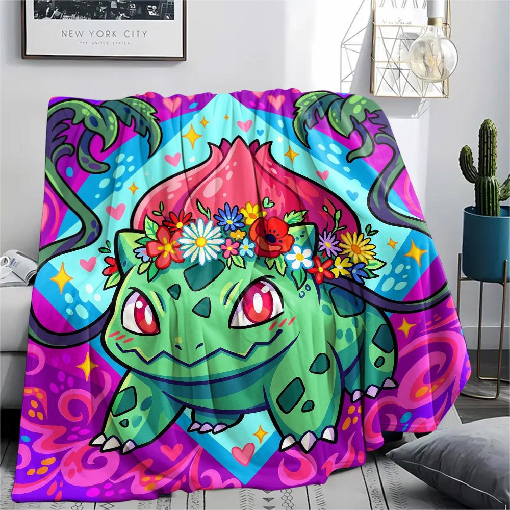 

Bulbasaur Print Flannel Blanket, Ultra Soft High Quality All Seasons Warm Throw, Home Decor Cozy Blanket, Perfect Christmas Gift 80cm x 120cm