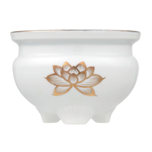 Tomatsu Shoten Buddhist Altar Accessories, Shinto Altar Accessories, White Gold Lotus 4.0 Incense Burner AM-TM589