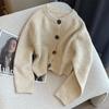 Crew Neck Short Knitted Cardigan Women's Autumn New Women's Clothing Top Design Button Sweater Jacket