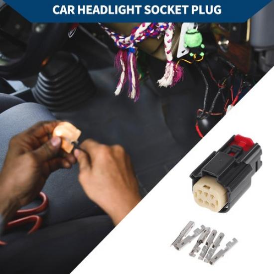 Car Headlight Socket Plug 1 Set  for Ford Mondeo Black Plastic