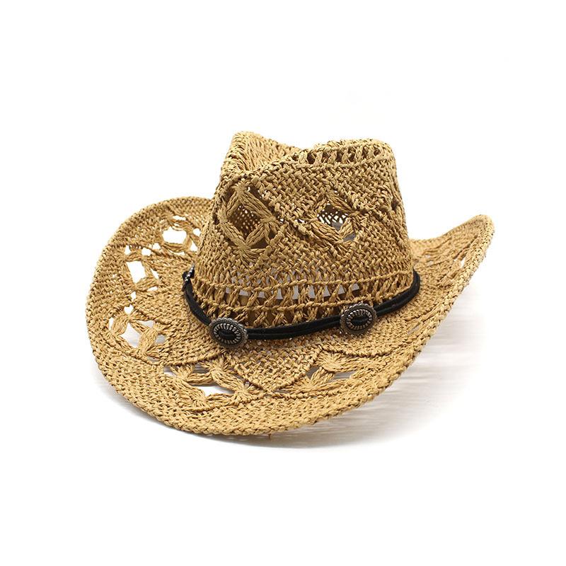 Hollow Edge Jazz Hat Western Cowboy Straw Hat Men'S Summer Vacation Beach Hat Children British