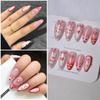 New Year French Almond Red Heart Pearl Bow False Nails