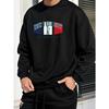 New York Liberty Print Men's Casual Sweatshirt  Long Sleeve, Round Neck, Loose Fit Pullover For Sports Casual Attire