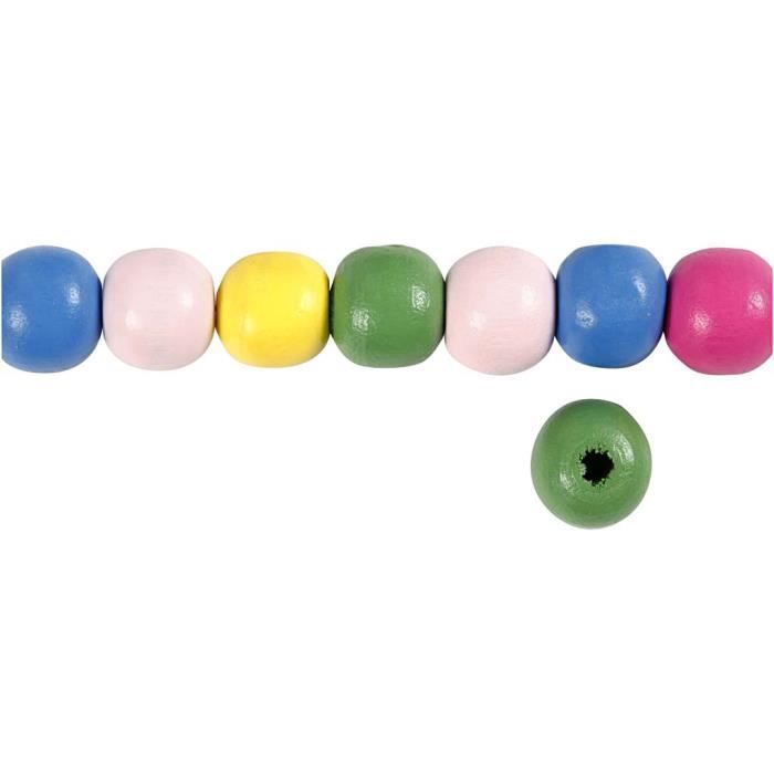 Mix of Round Wooden Beads In Bright Colors and with a Matte Surface. Ref 571231