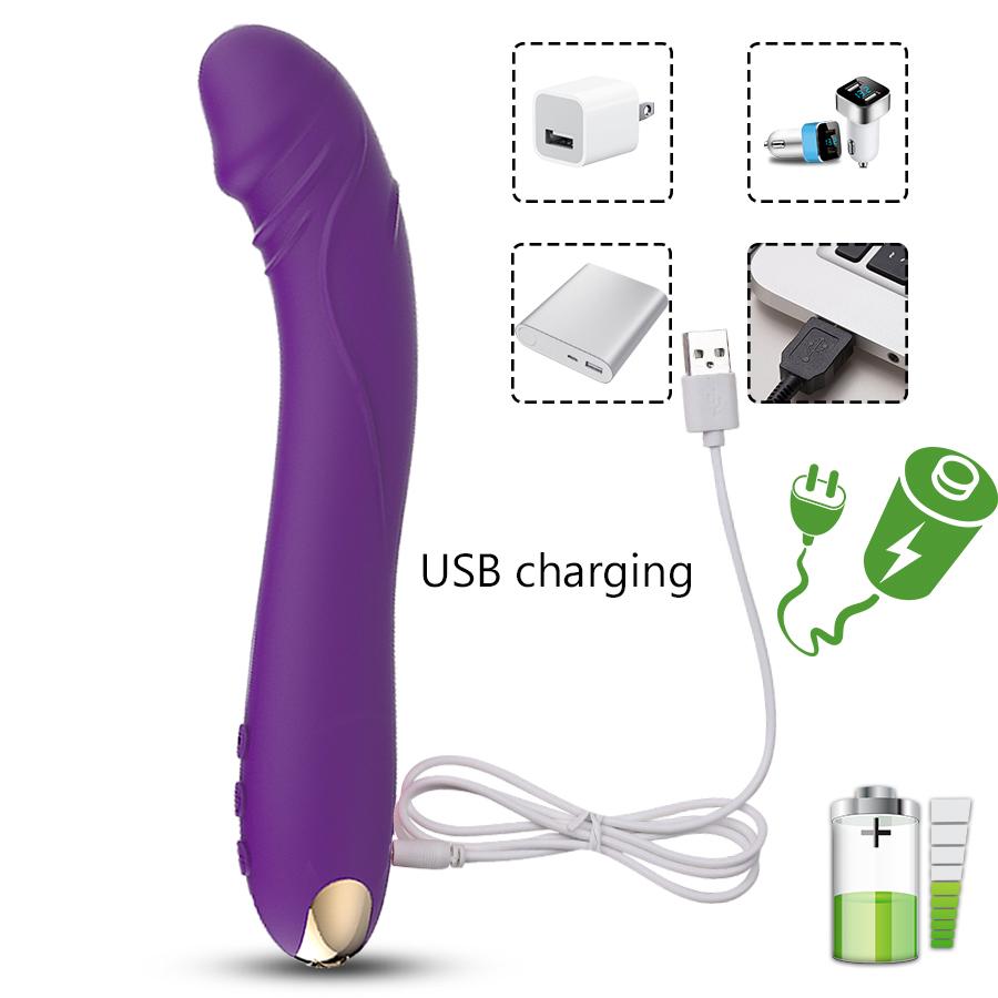 Dildo Vibrator 10 Geschwindigkeiten Frau Masturbator G Spot Erwachsene Sex Spielzeug Anal Plug Silikon USB Aufladen