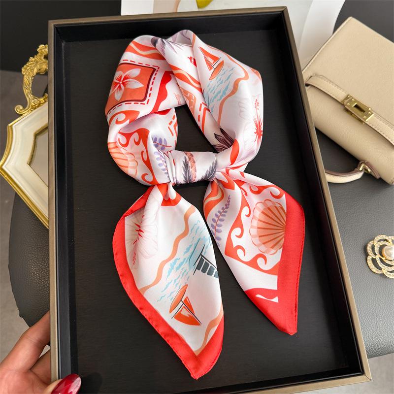 Shawl, headscarf, high-grade silk scarf, scarf feeling, European and American square scarf, toucan, small square scarf, sunscreen neck simulation silk