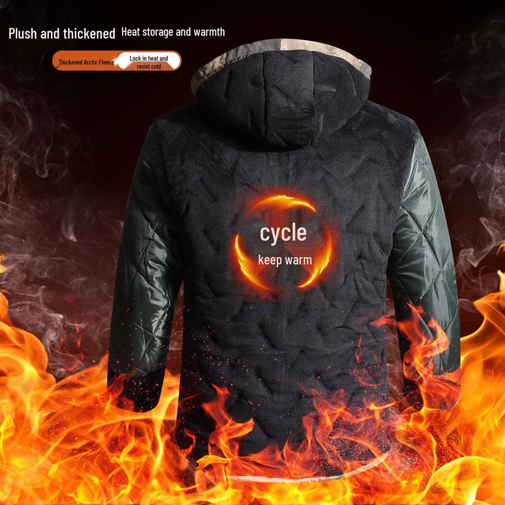 Men's Winter Waterproof Camouflage Work Jacket with Velvet Lining