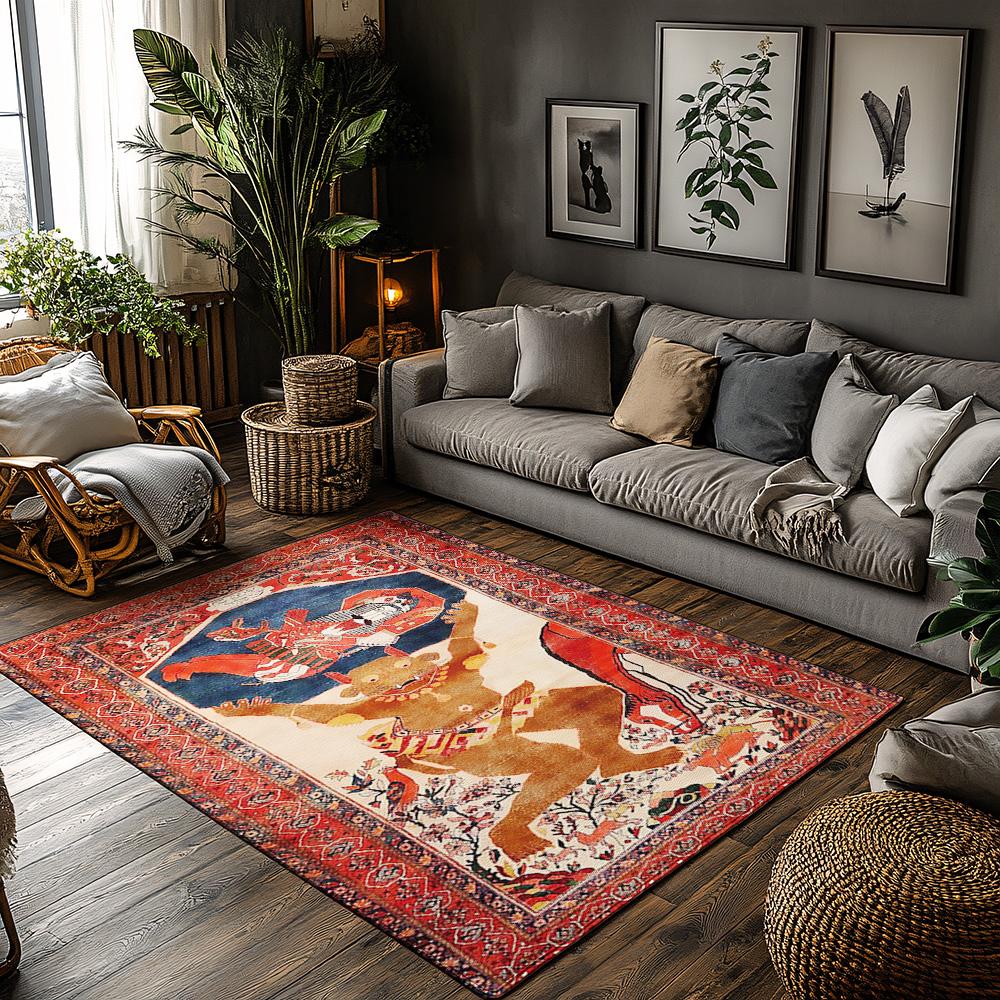 

Vintage Persian Rug Doormat Lion Pattern Area Rug Home Decor Floor Mat Living Room Carpet Entrance Mat Traditional Design Floor 50cm x 80cm