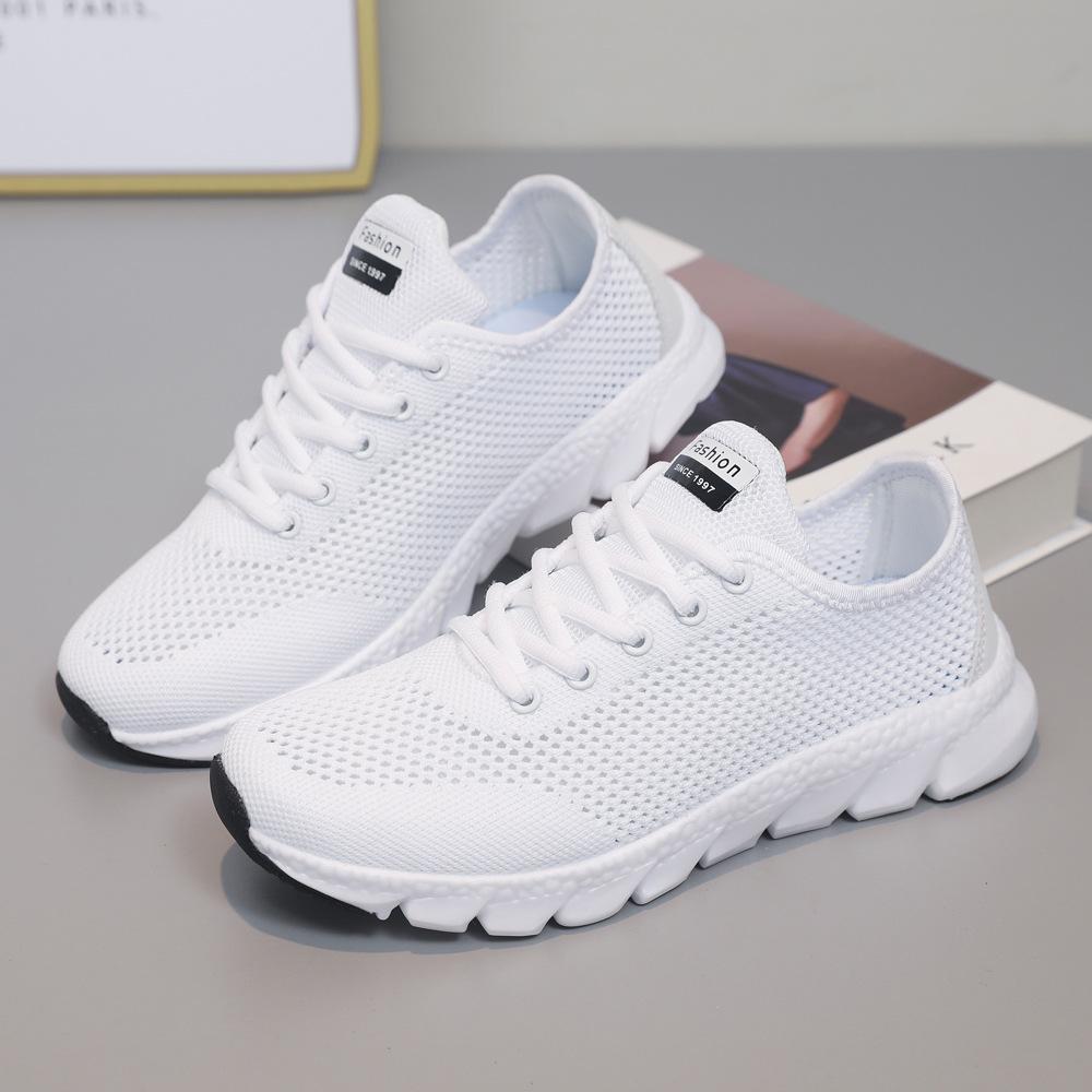 Summer Thin Hollow Breathable Mesh Shoes Women's Youth Sports Shoes White Casual Shoes Lightweight Non-slip Running Shoes Women's Shoes