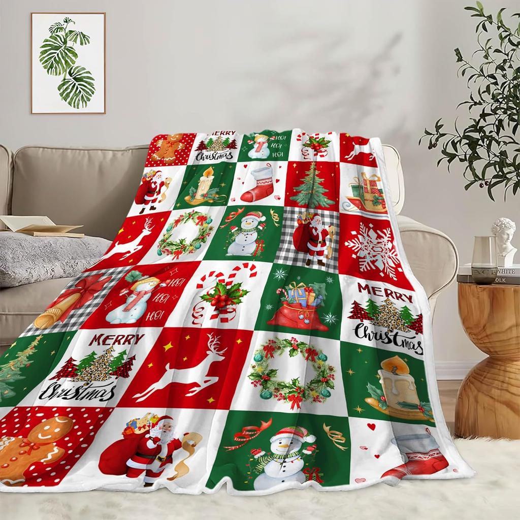 Christmas Blanket, Winter Snowflake Holiday Xmas Throw Blanket, Christmas Santa Claus Blankets Snowflake Xmas Throw Blankets