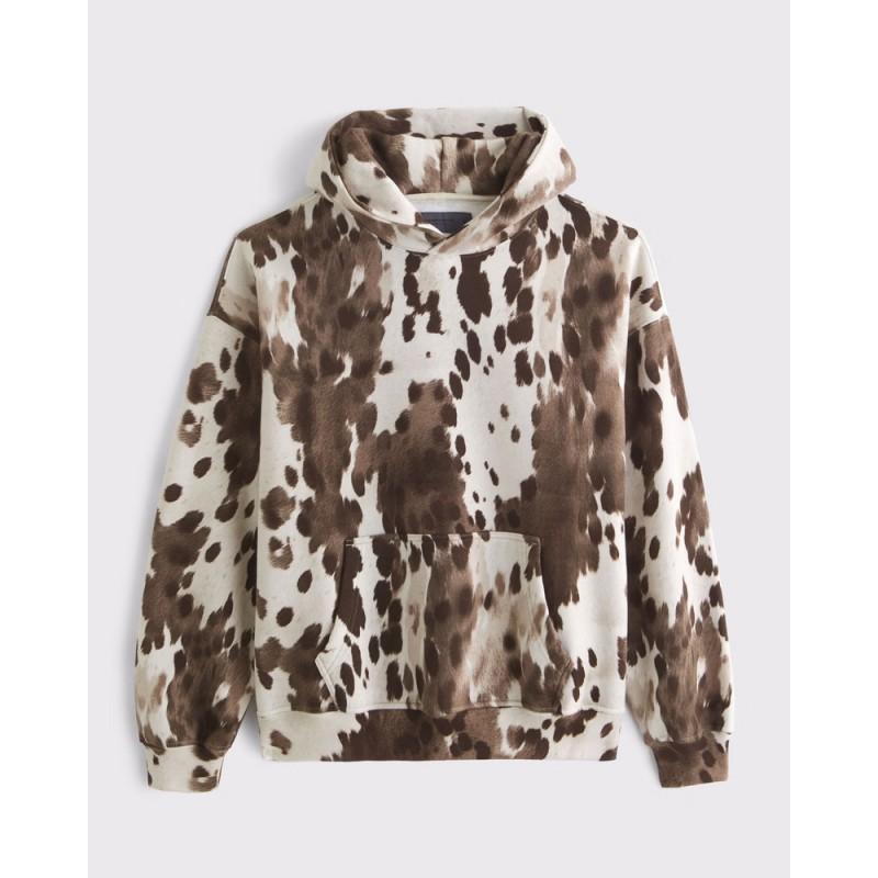 Unisex Harajuku Style Printed Hooded Long