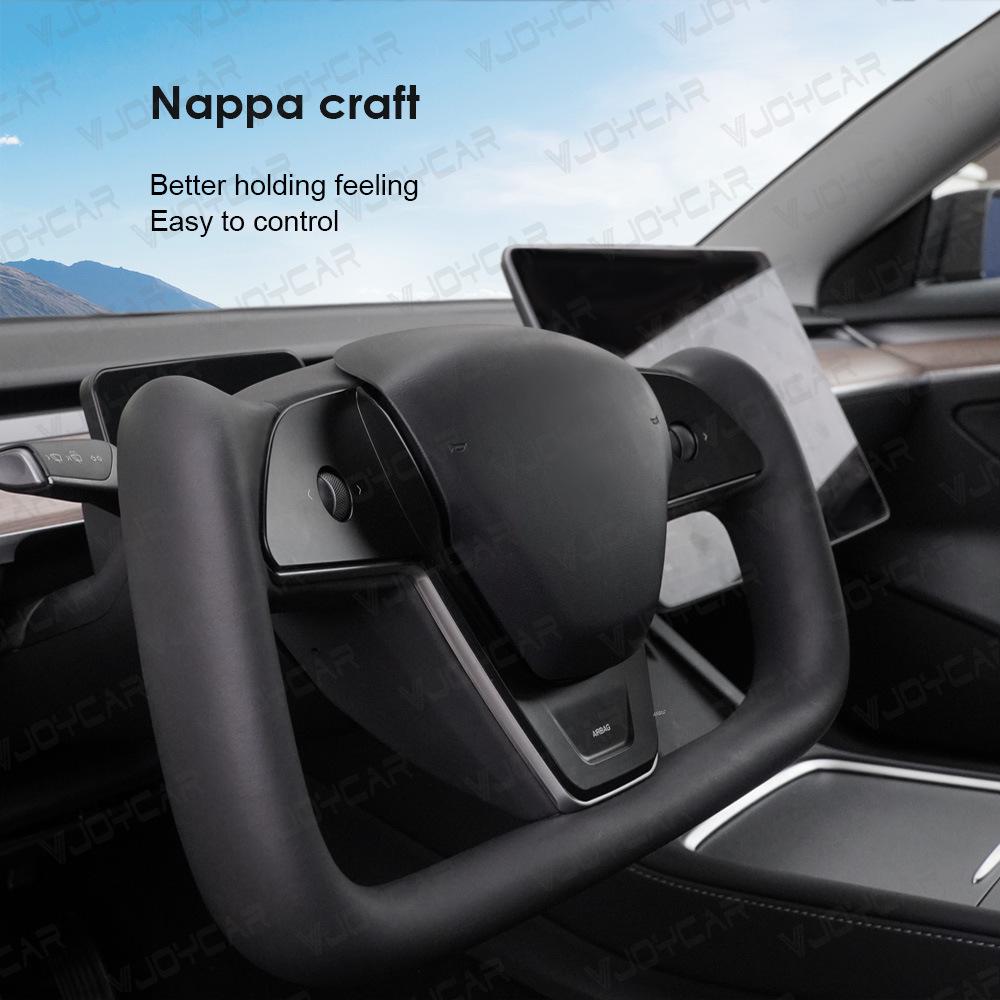 Tesla Yoke Steering Wheel 2.0 Leather Stitch Color Block Cover for Model 3 & Model Y
