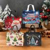 12pcs Festive Christmas Gift Bags - Snowman, Tree , Stocking Design, Black Golden with Handles, Non-Woven Tote Bags