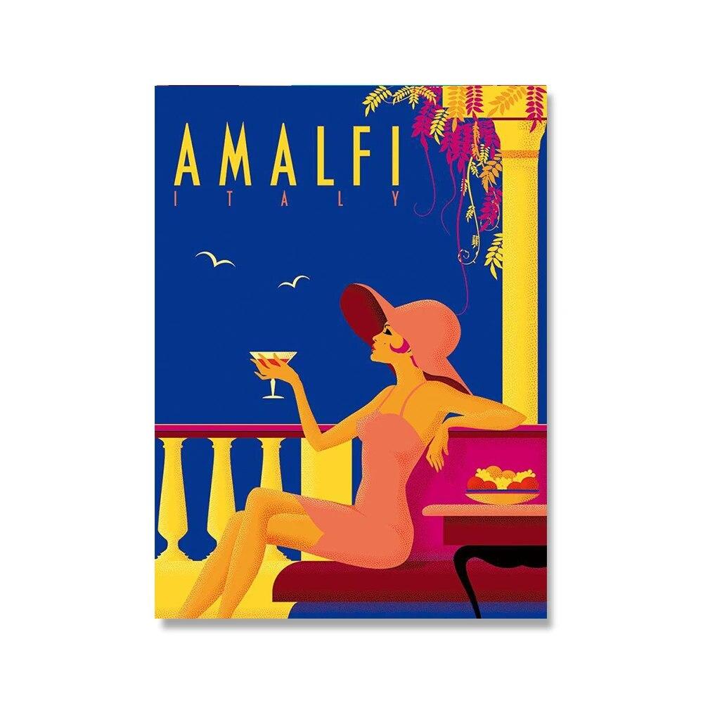 Italy Africa Morocco Travel Vintage Home Decor Landscape Traditional Beach Poster Retro Vintage Wall Art Picture For Living Room No Frame